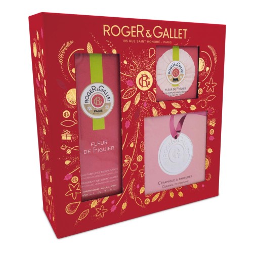 Roger&Gallet Cofanetto regalo Natale 2021 Fleur De Figuier acqua profumata 100 ml+ saponetta 50 gr+ portasapone in ceramica
