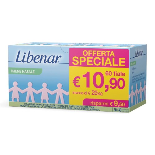 LIBENAR 60 flaconcini 5ml soluzione fisiologica per aerosol e lavaggi nasali
